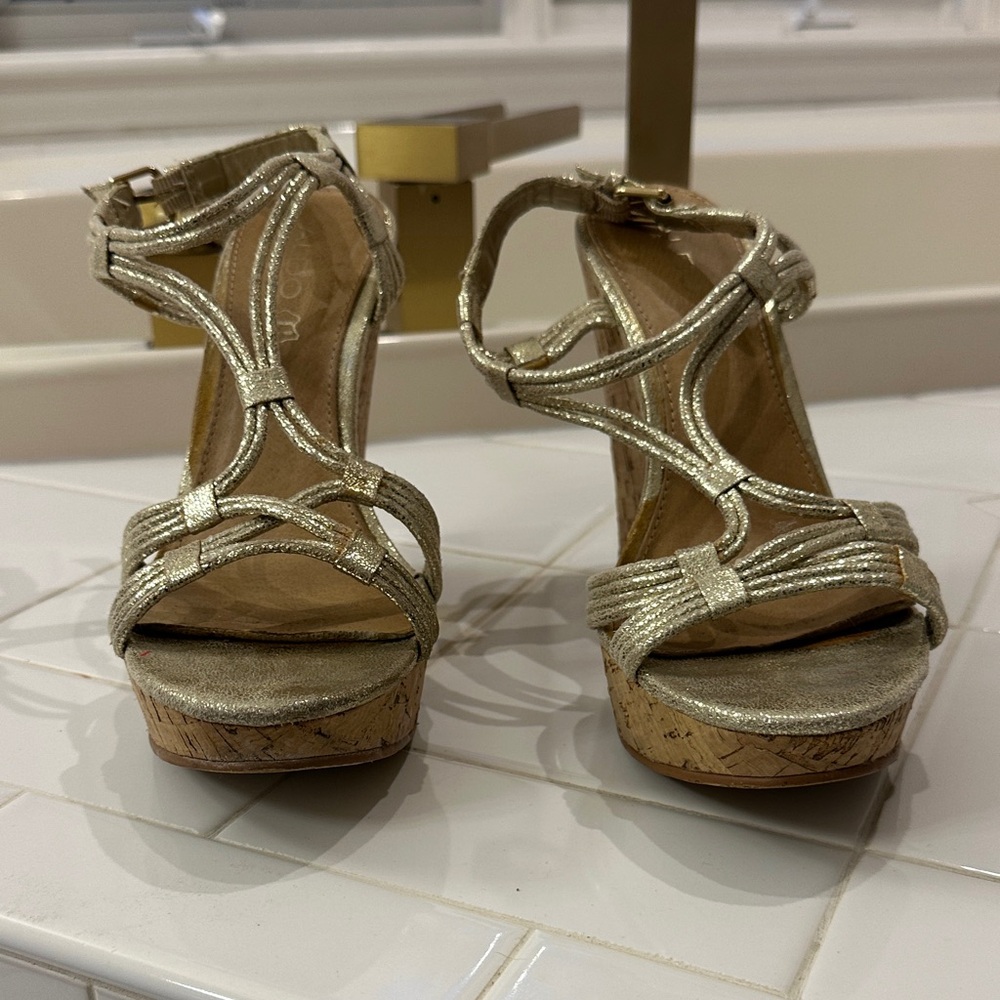 Aldo Metallic Gold Wedge Sandals